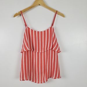 Abound NWT tiered tank top, coral and white, small